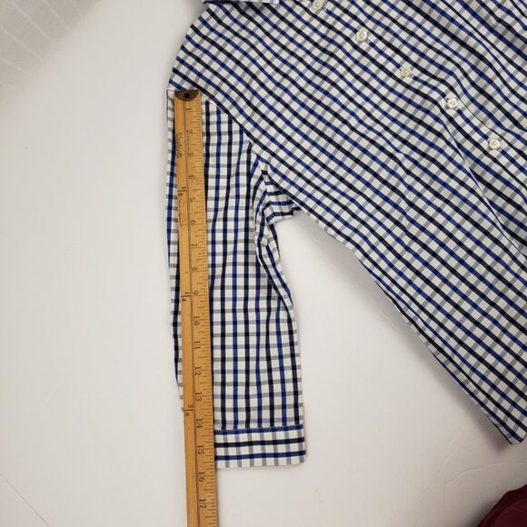 Lands End 2P Plaid 3/4 Roll Up Sleeve Women Top Shirt Petite Button Up Petite - Picture 11 of 11